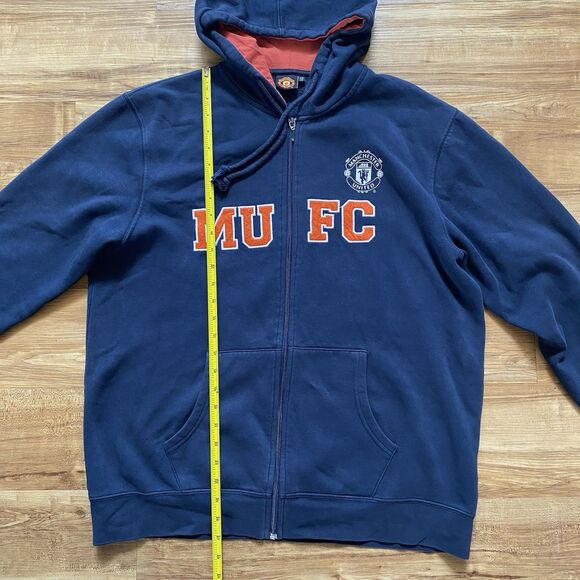 MANCHESTER UNITED Football GGMU L Navy Blue Hoodie Soccer Outerwear Full Zip* - Picture 13 of 16